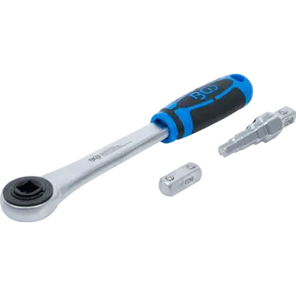 BGS Doorsteek ratelsleutel met adapter en trappensleutel uitgaande binnenvierkant 1/2"