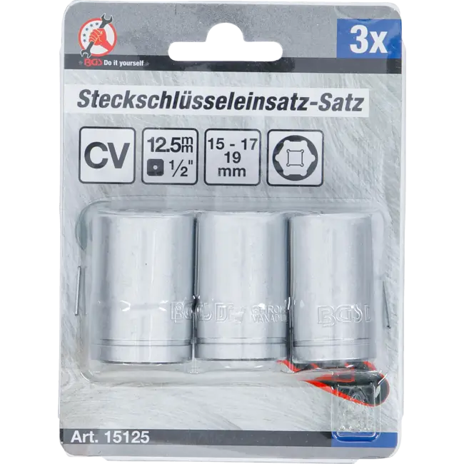 BGS Doppenset 1/2" 15 - 17 - 19 mm 3 delig