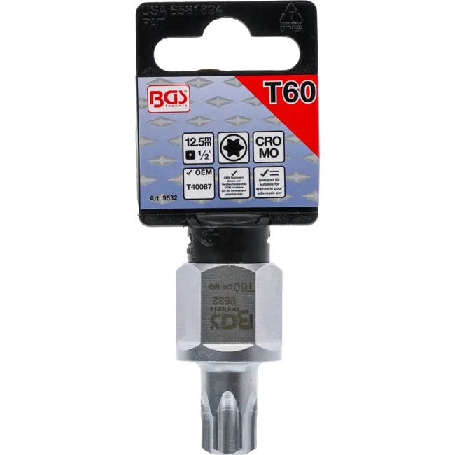 BGS V-riem dopsleutelbit 1/2", SW 22 mm Torx T60