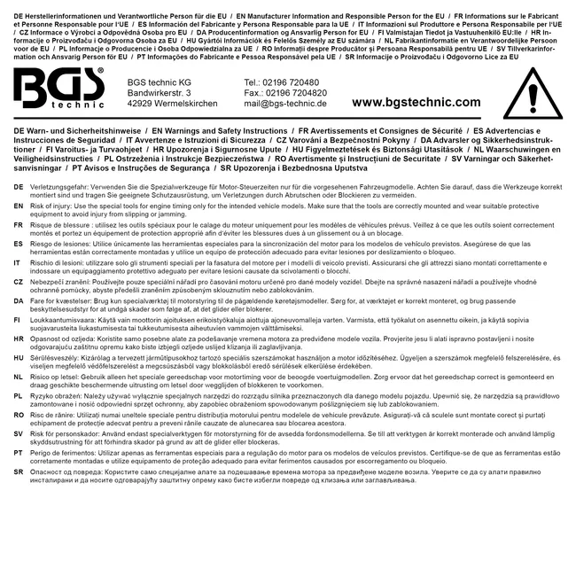BGS Nokkenas afstelgereedschapsset voor Fiat, Lancia 1.8L 16V
