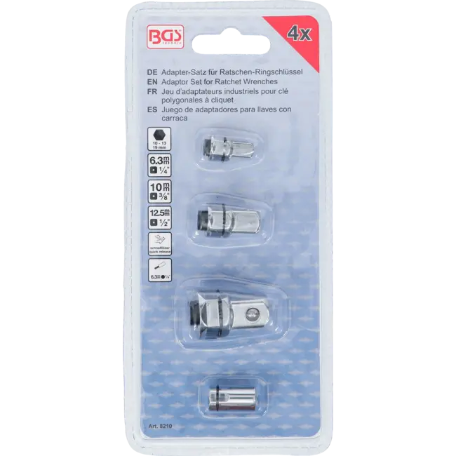 BGS Adapterset voor ratelringsleutel 4 delig