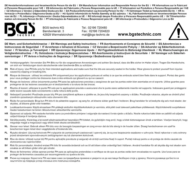 BGS Schroefbit kruiskop PH1