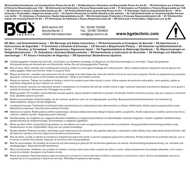 BGS Autoruit gereedschapset 4 delig