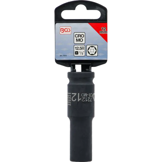 BGS Kracht dopsleuteldop zeskant, diep 1/2" 12 mm