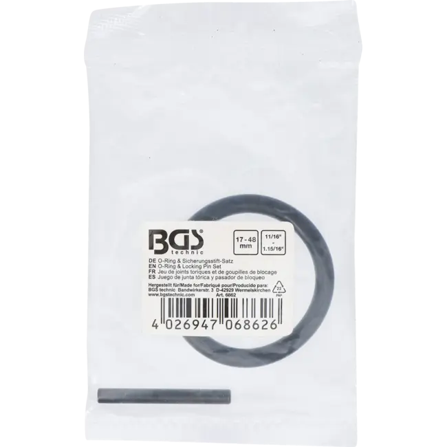 BGS O-ringen- en borgpennenset 20 mm (3/4") 17 - 48 mm 11/16" - 1-15/16"