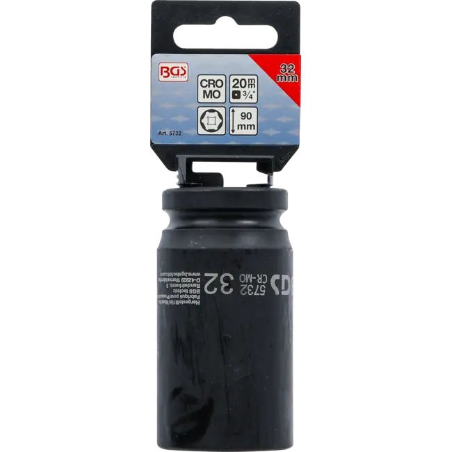 BGS Kracht dopsleuteldop zeskant, diep 3/4" 32 mm