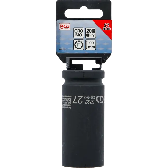 BGS Kracht dopsleuteldop zeskant, diep 3/4" 27 mm