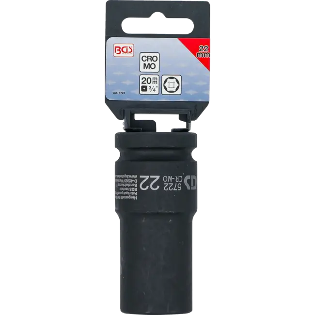 BGS Kracht dopsleuteldop zeskant, diep 3/4" 22 mm
