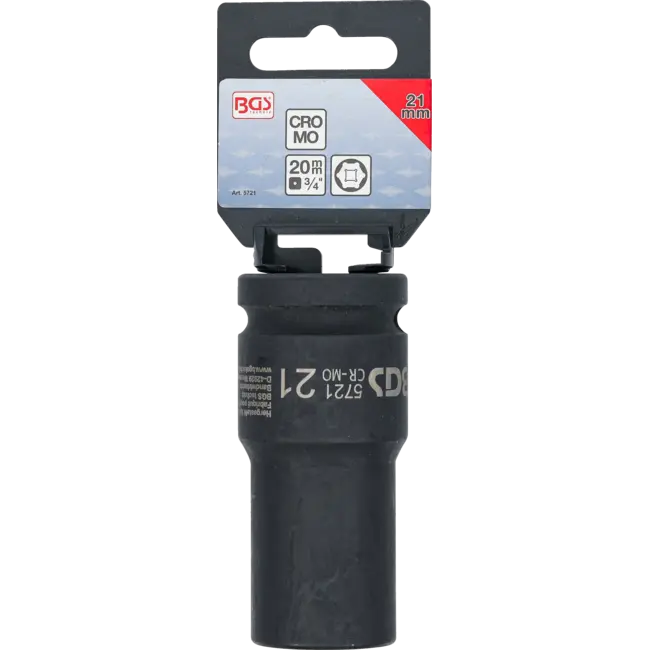 BGS Kracht dopsleuteldop zeskant, diep 3/4" 21 mm