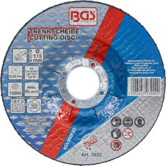 BGS technic Doorslijpschijf voor metaal Ø 115 x 2,5 x 22,2 mm type 42
