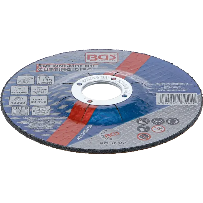 BGS Doorslijpschijf voor metaal Ø 115 x 2,5 x 22,2 mm type 42
