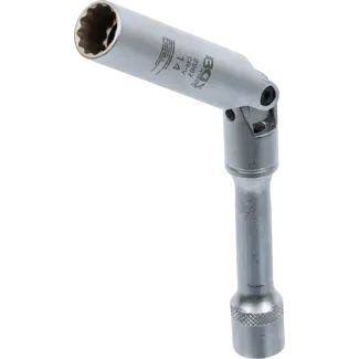 BGS Bougie kniedopsleutel twaalfkant, extra lang 3/8" 14 mm