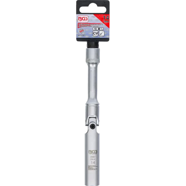 BGS Bougie kniedopsleutel twaalfkant, extra lang 3/8" 14 mm