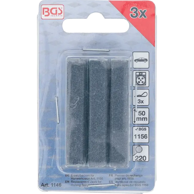 BGS Reserve hoonsteenset voor hoongereedschap BGS 1156, vlak 50 mm, K 220, 3 delig