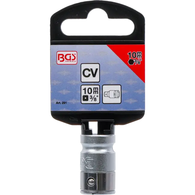 BGS Bitadapter met blokkeerkogel binnenvierkant 3/8" - binnenzeskant 3/8"