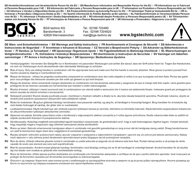 BGS Schuifgreep adapter voor verlengingen 1/2"