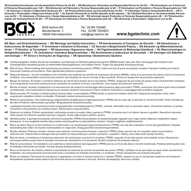 BGS Bandenspanningsensor gereedschapset, 18 delig