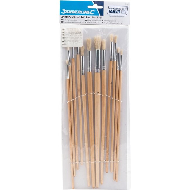 Silverline 12 delige penselen set Ronde punten