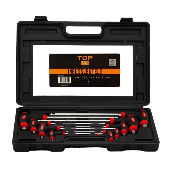 Topgear T-handvat inbussleutel (9 stuks 2-12 mm)