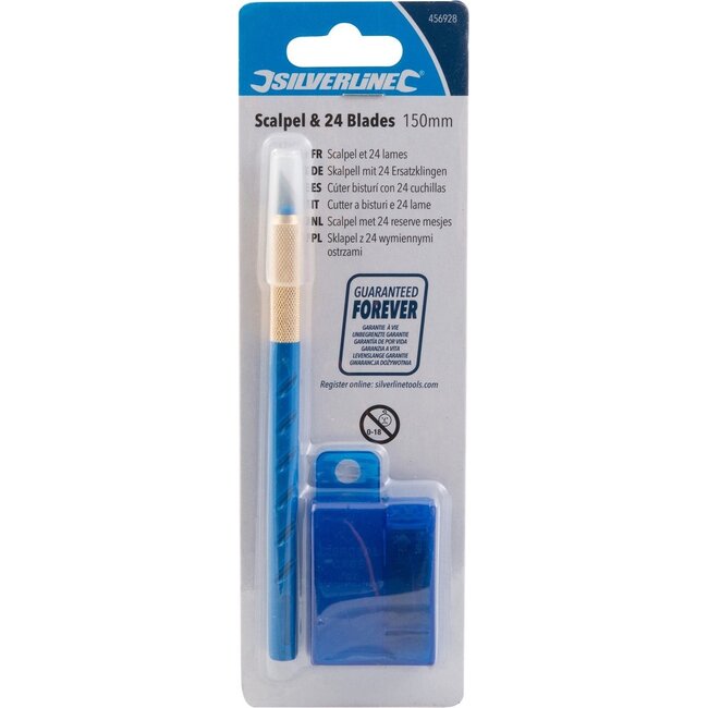 Silverline Scalpel met 24 reserve mesjes 150 mm