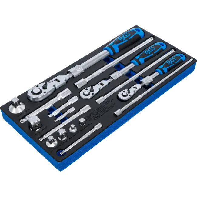 BGS Ratelsleutel-set - uittrekbaar, kniesleutel - 1/4" - 3/8" - 1/2" - 17 delig