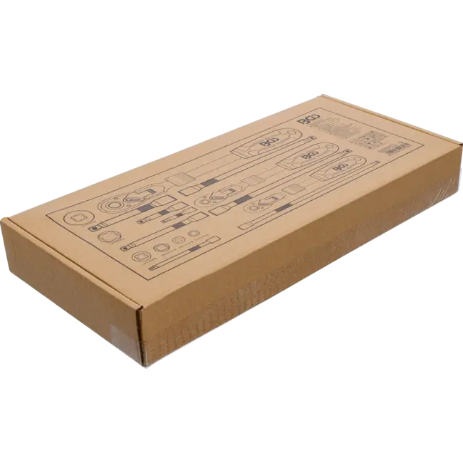 BGS Ratelsleutel-set - uittrekbaar, kniesleutel - 1/4" - 3/8" - 1/2" - 17 delig