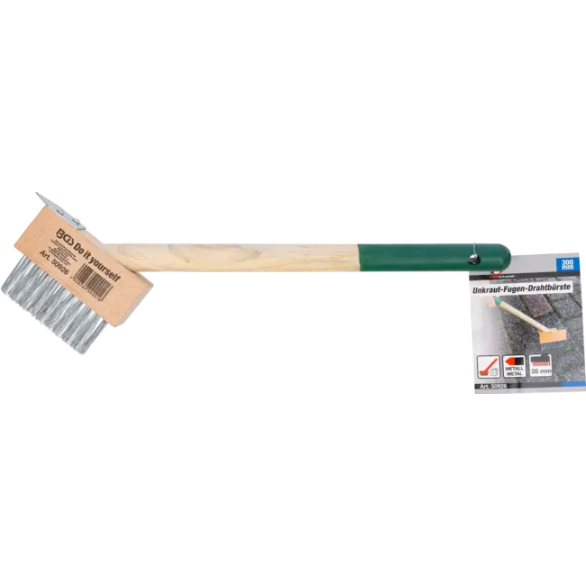 BGS Draadborstel voor onkruid in voegen - korte steel - met krabber - 300 mm