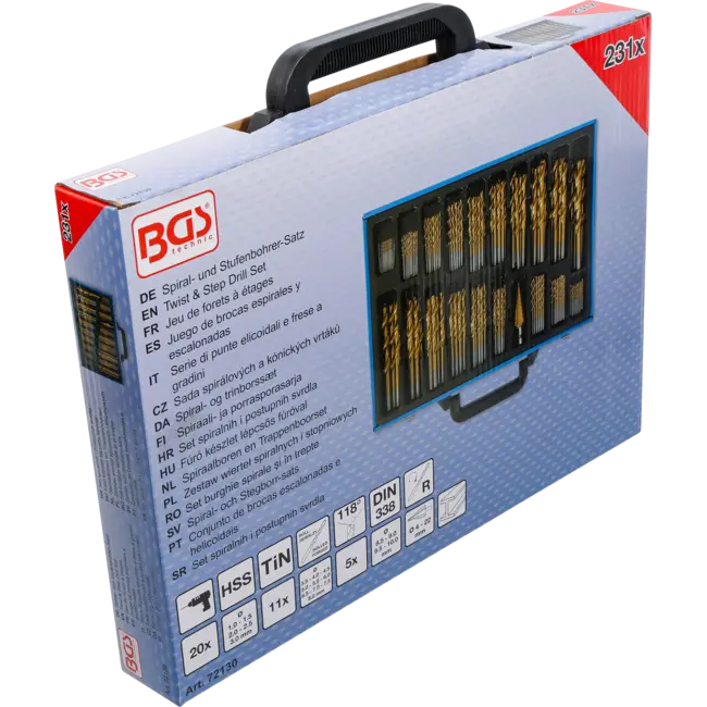 BGS Spiraalboren en Trappenboorset - HSS - titanium gecoat - 1 - 10 mm - 231 delig
