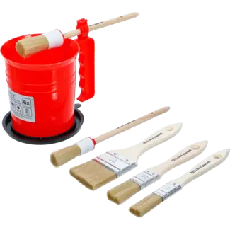 BGS Platte / ring penselenset - met kleur beker - 6 delig