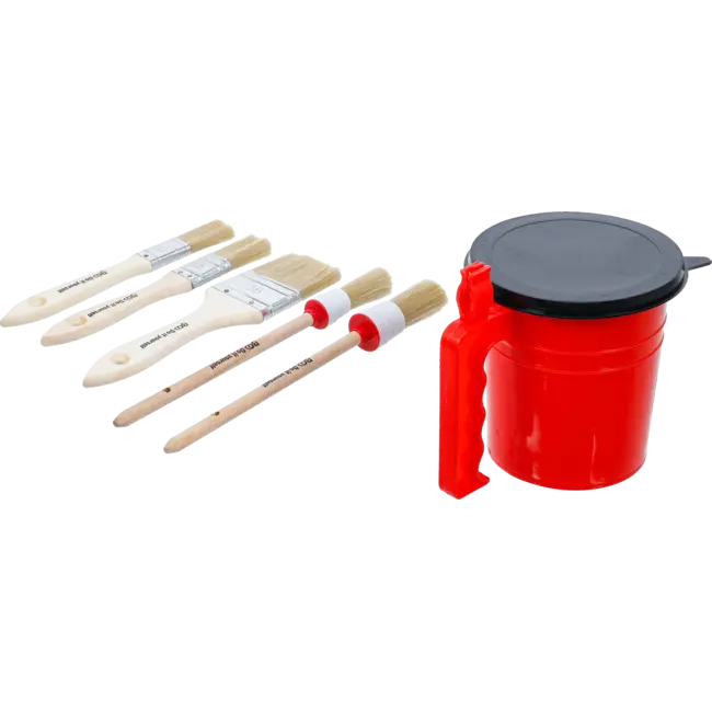 BGS Platte / ring penselenset - met kleur beker - 6 delig