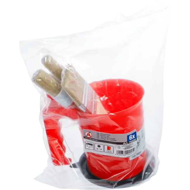 BGS Platte / ring penselenset - met kleur beker - 6 delig