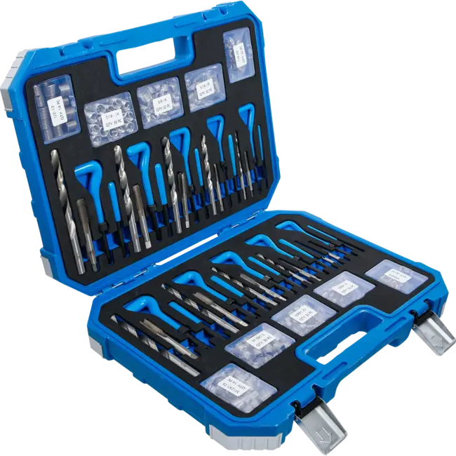 BGS Schroefdraad reparatieset - metrische en inchmaten - M5 - M12, 1/4" - 1/2" - 320 delig