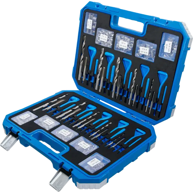 BGS Schroefdraad reparatieset - metrische en inchmaten - M5 - M12, 1/4" - 1/2" - 320 delig