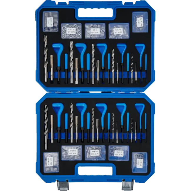 BGS Schroefdraad reparatieset - metrische en inchmaten - M5 - M12, 1/4" - 1/2" - 320 delig