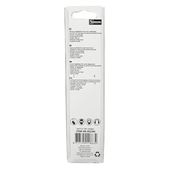 Benson Junior Zaagbladen 150 mm 24 TPI - 10-delige Set