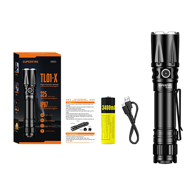 Superfire TL01-X LED Zaklamp 1800 Lumen USB-C Oplaadbaar