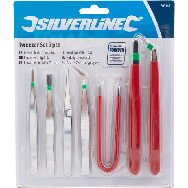 Silverline 7 delige pincet set