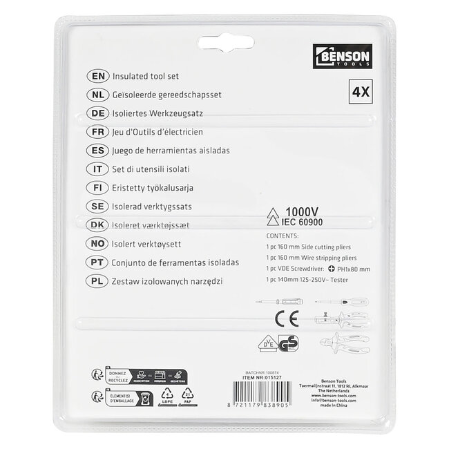 Benson VDE Gereedschapsset 4-delig 1000V