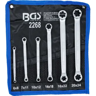 BGS technic Ringsleutelset met E-profiel koppen vlak E6 x E8 - E20 x E24 6 delig