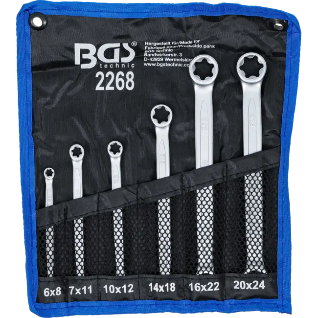 BGS Ringsleutelset met E-profiel koppen vlak E6 x E8 - E20 x E24 6 delig