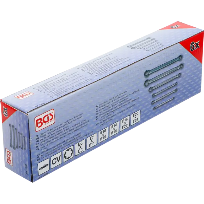 BGS Ringsleutelset met E-profiel koppen vlak E6 x E8 - E20 x E24 6 delig