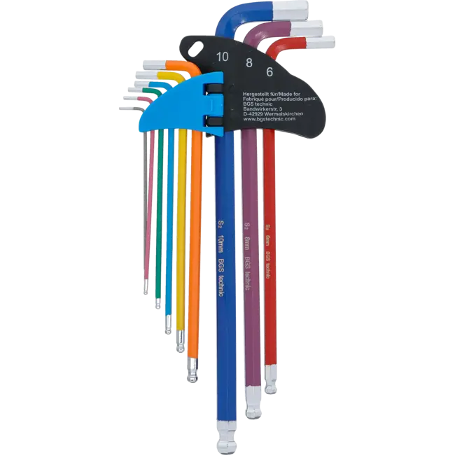 BGS Stiftsleutelset - 1,5 t/m 10 mm - kogelkop – extra lang - 9-delig