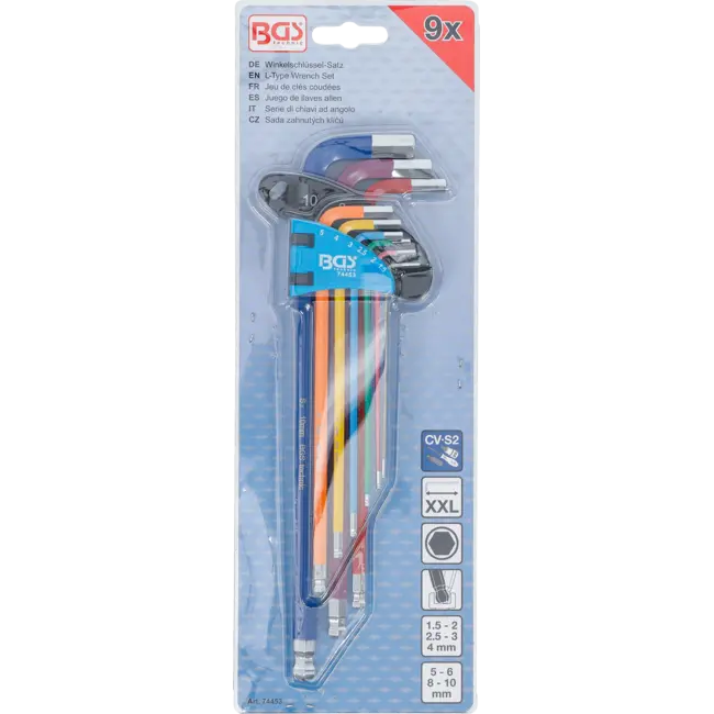 BGS Stiftsleutelset - 1,5 t/m 10 mm - kogelkop – extra lang - 9-delig