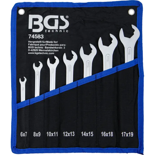 BGS Steeksleutelset - extra vlak - 6 t/m 19 mm - 7 delig