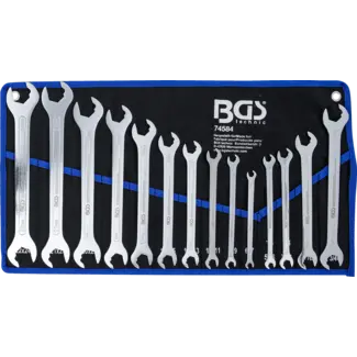 BGS technic Steeksleutelset - extra vlak - 6 t/m 22 mm en 1/4" t/m 3/4" - 14 delig