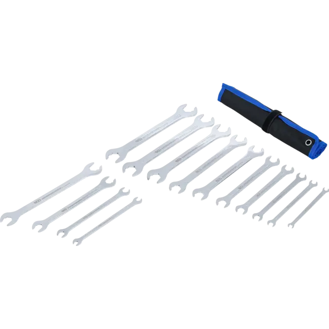 BGS Steeksleutelset - extra vlak - 6 t/m 22 mm en 1/4" t/m 3/4" - 14 delig