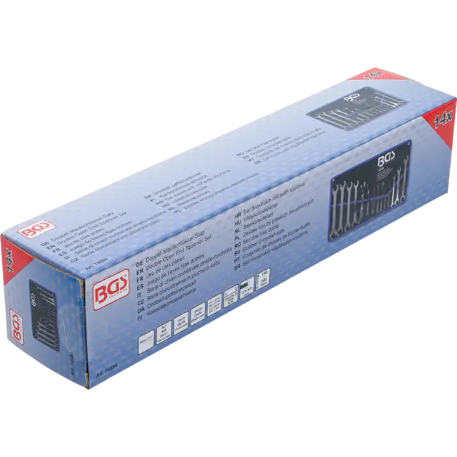 BGS Steeksleutelset - extra vlak - 6 t/m 22 mm en 1/4" t/m 3/4" - 14 delig