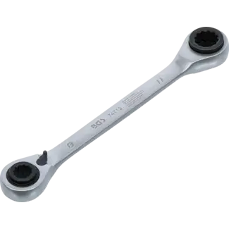 BGS technic Dubbele Ratelringsleutel 4-in-1 - 8 t/m 11 mm - 72 Tanden