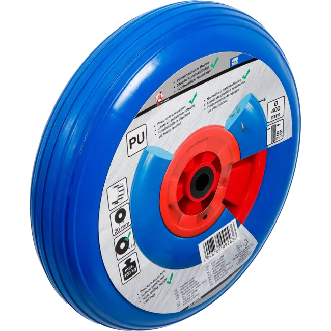 BGS Kruiwagenwiel - PU - rood / blauw - 400 mm