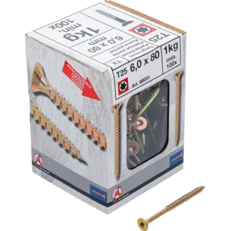 BGS Do it yourself Multischroeven - Torx T25 - 6,0 x 80 mm  - 1 kg / 100 stuks
